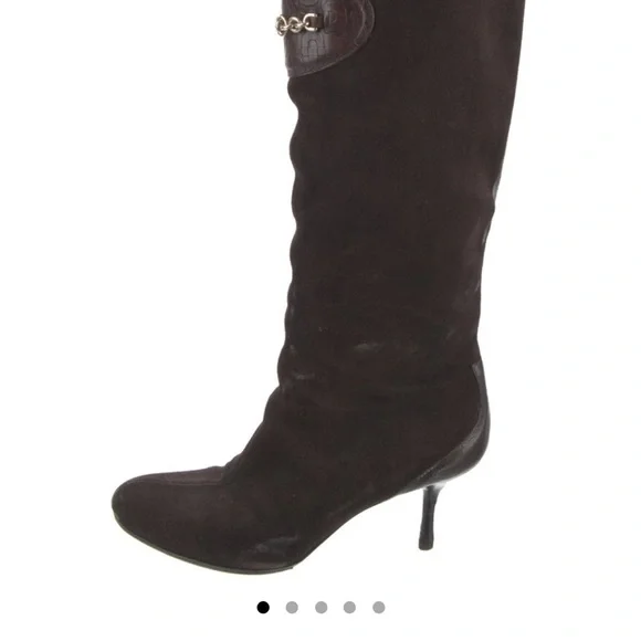 GUCCI BROWN VINTAGE BOOTS Gold Buckle